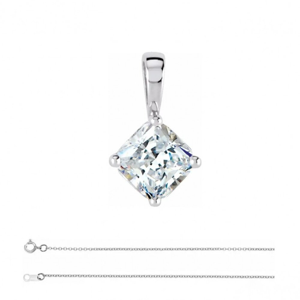 Asscher Natural Diamond Pendant 14K Gold (1.03 Ct H Vs1) Gia C54200008